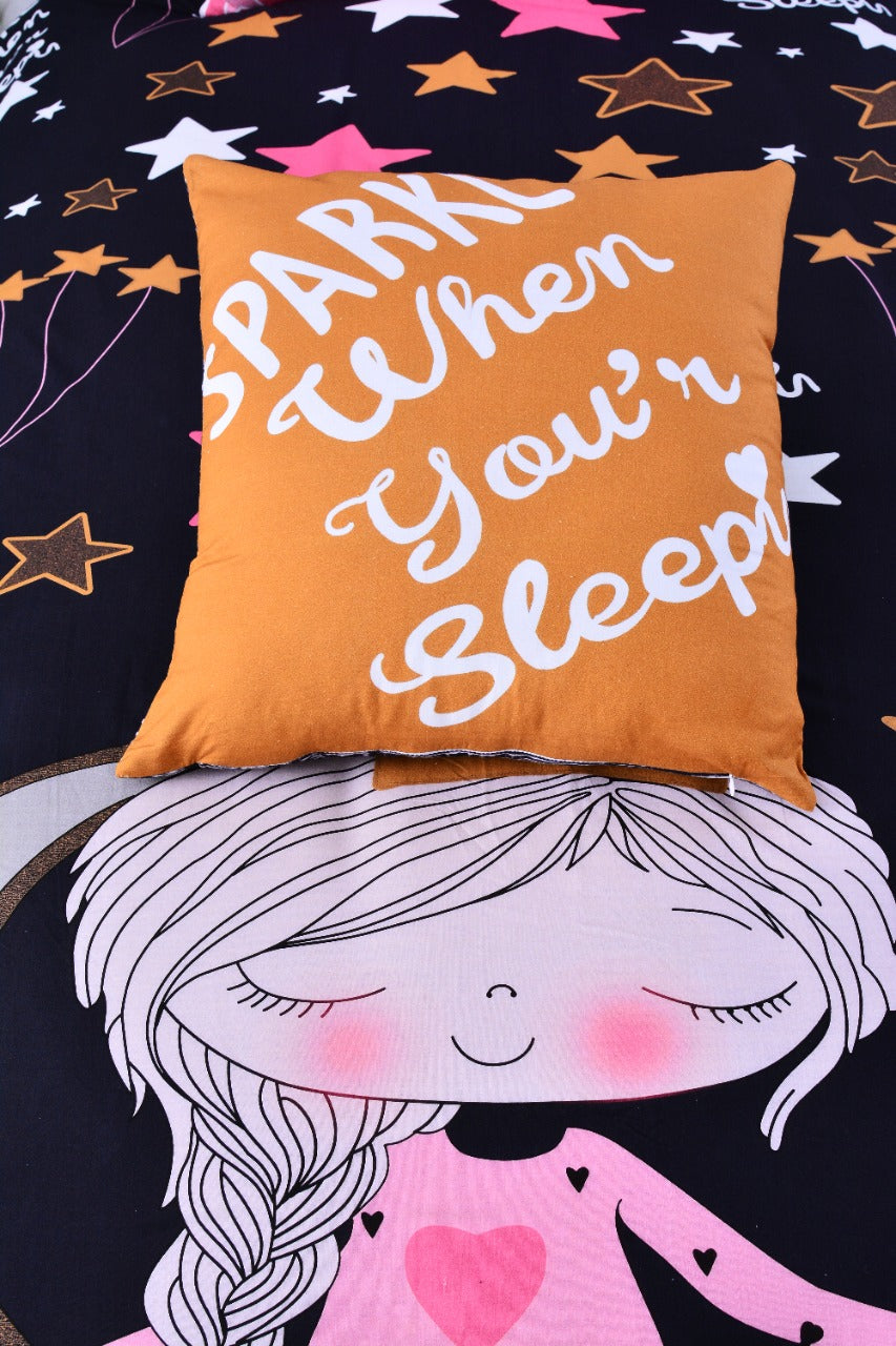 2Pcs Digital Printed Single Bed Sheet- Sparkling single bed sheet Apricot