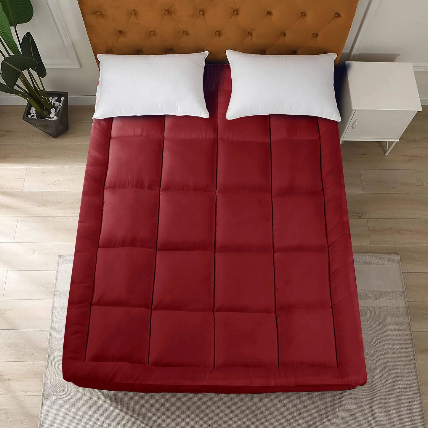Winter Mattress Topper 700 GSM- Red Comforters Apricot