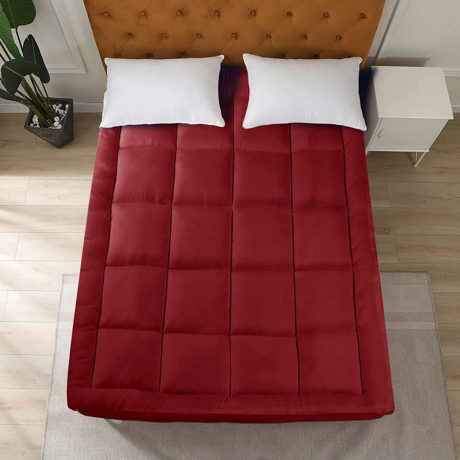 Winter Mattress Topper 700 GSM- Red Comforters Apricot