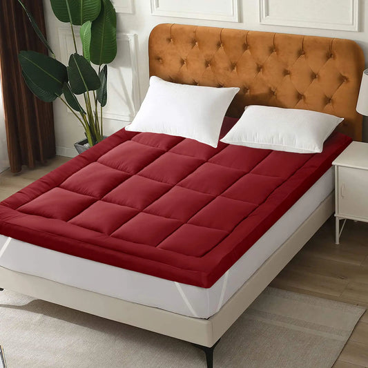 Winter Mattress Topper 700 GSM- Red Comforters Apricot