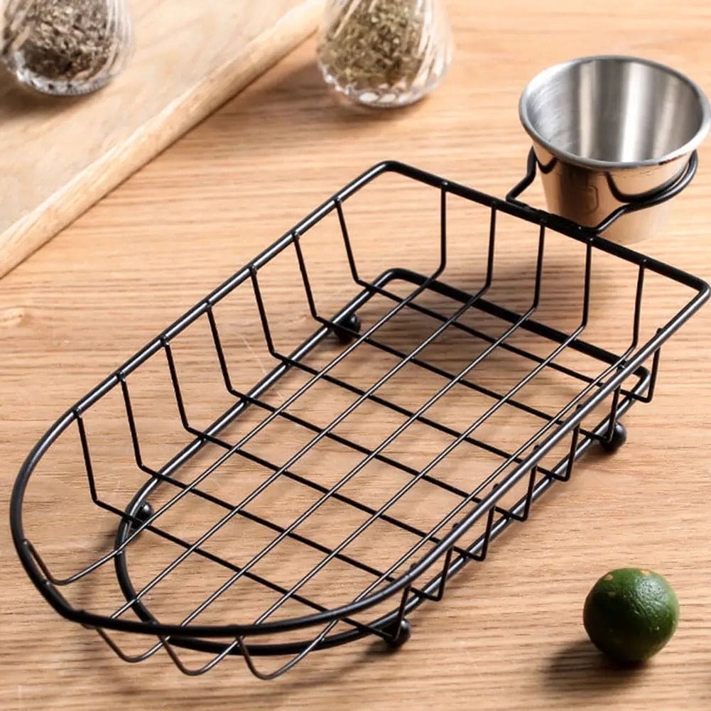 Stainless Steel Boat Snack5647 Basket-Black  Apricot   