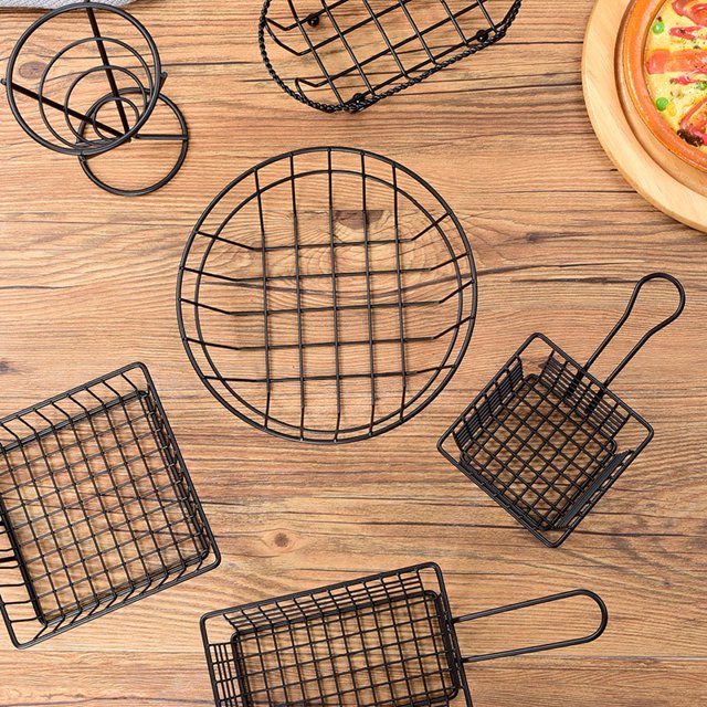 Stainless Steel Round Snack Basket-Black  Apricot   