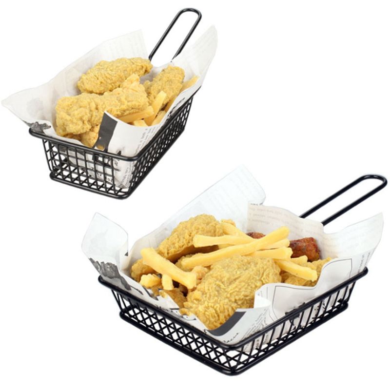 Stainless Steel Square Snack 5648Basket-Black  Apricot   