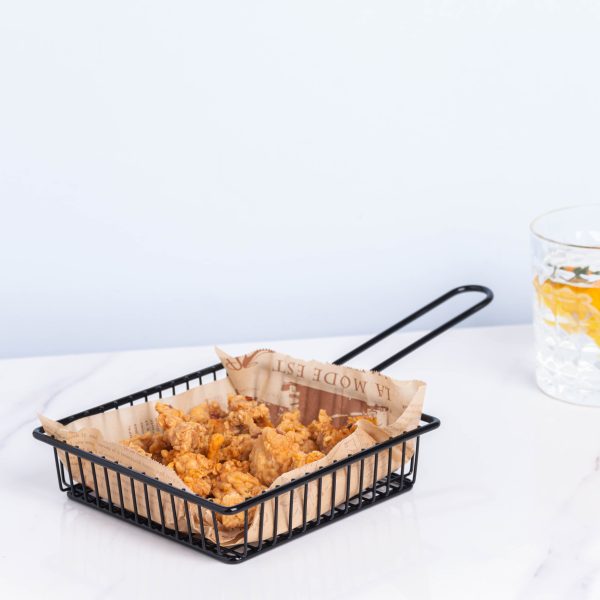 Stainless Steel Square Snack 5648Basket-Black  Apricot   