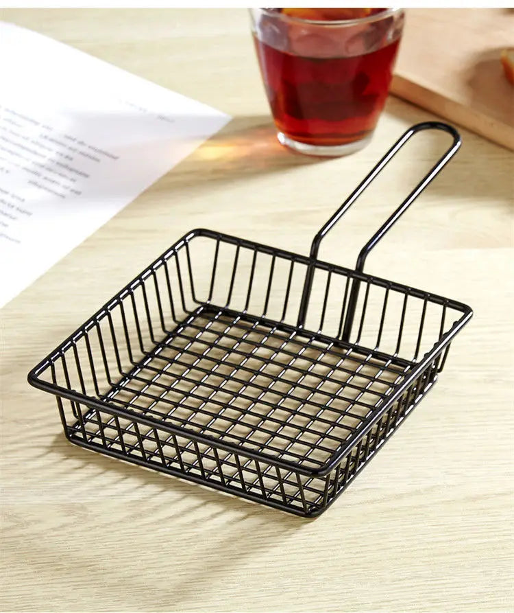 Stainless Steel Square Snack 5648Basket-Black  Apricot   