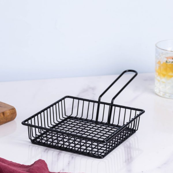 Stainless Steel Square Snack 5648Basket-Black  Apricot   