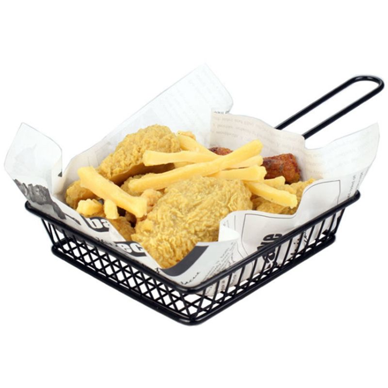 Stainless Steel Square Snack 5648Basket-Black  Apricot   