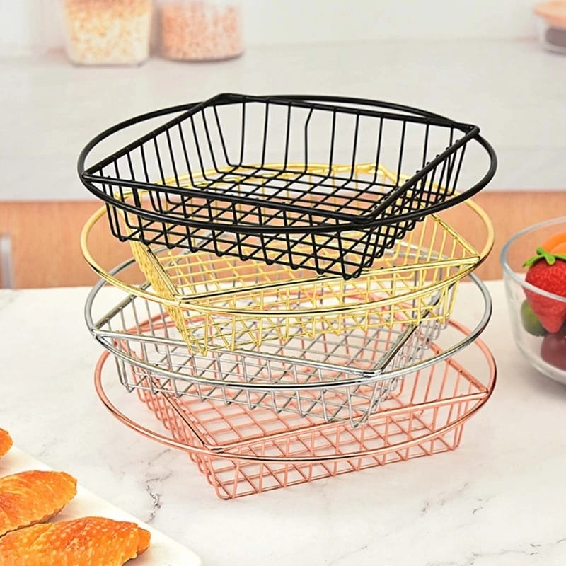 Stainless Steel Top Square Top Round Snack 5650Basket-Black  Apricot   