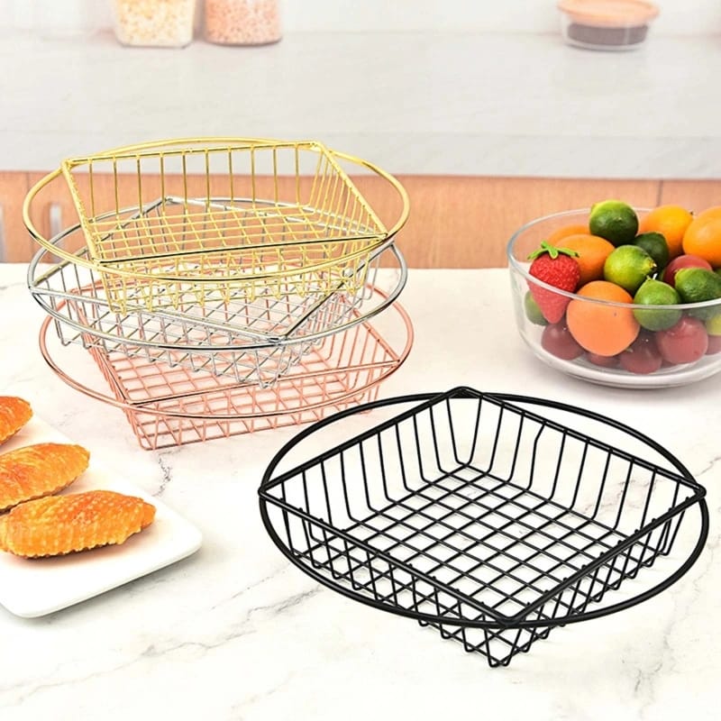 Stainless Steel Top Square Top Round Snack 5650Basket-Black  Apricot   