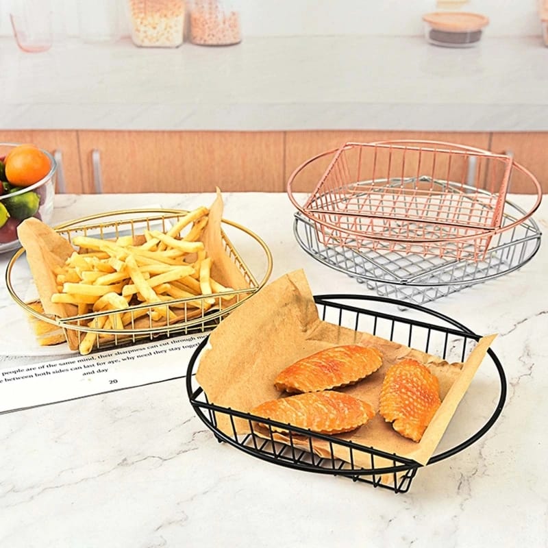 Stainless Steel Top Square Top Round Snack 5650Basket-Black  Apricot   