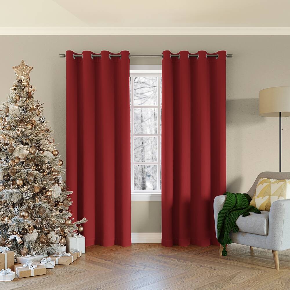 2 PCs Blackout Room Curtains-Maroon Curtains Apricot