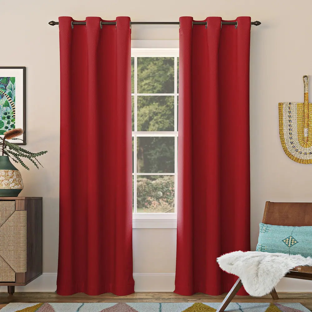 2 PCs Blackout Room Curtains-Maroon Curtains Apricot