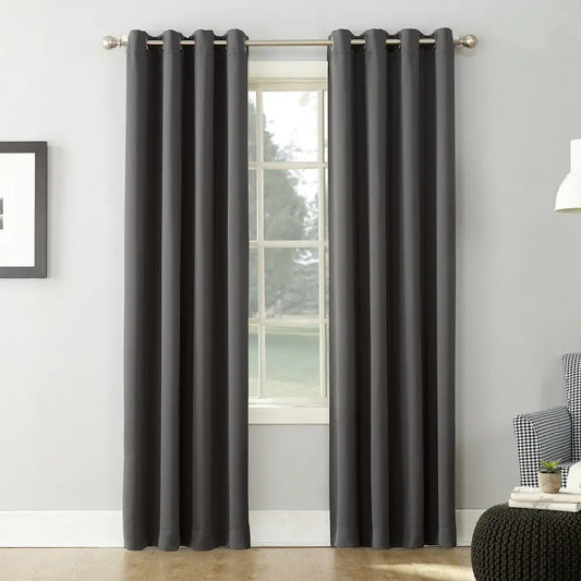 2 PCs Blackout Room Curtains-Grey Curtains Apricot