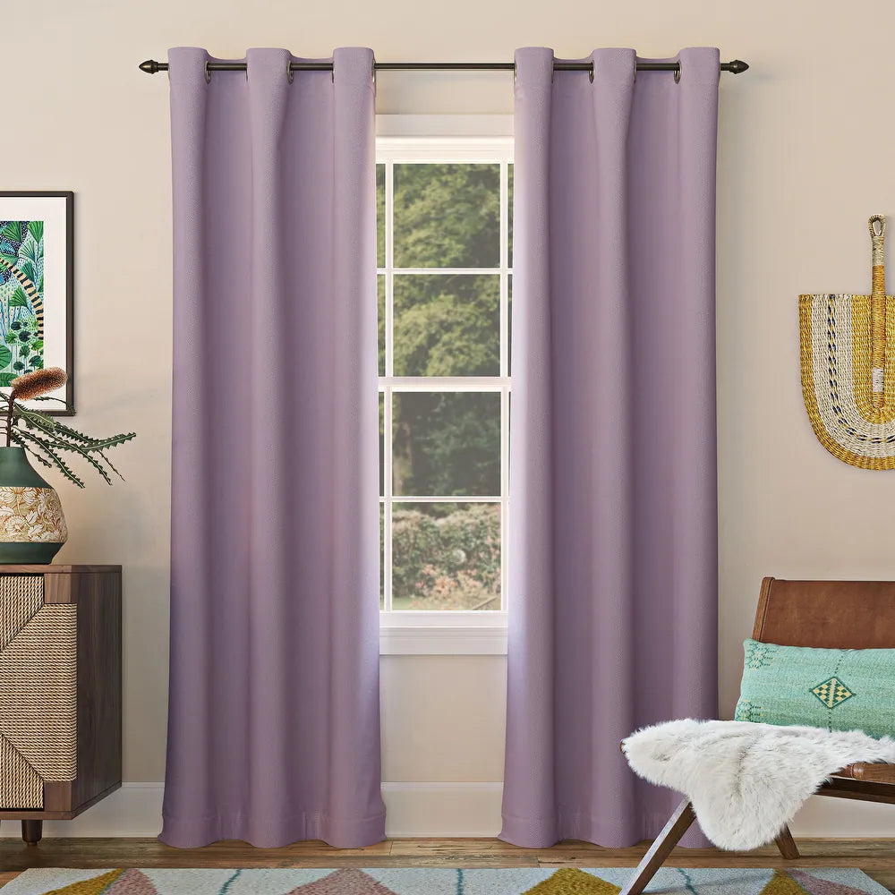 2 PCs Blackout Room Curtains-Lilac Curtains Apricot