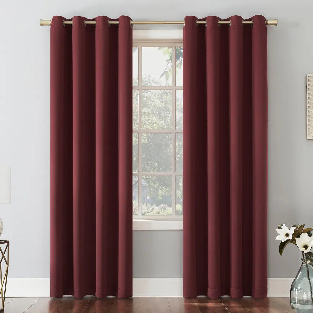 2 PCs Blackout Room Curtains-Plum Curtains Apricot