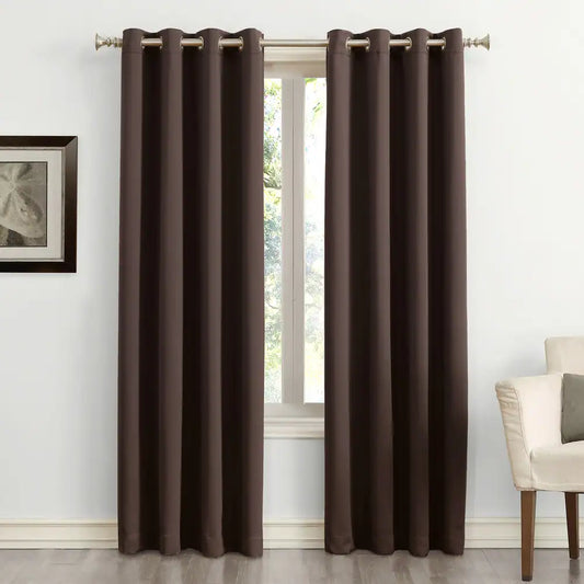 2 PCs Blackout Room Curtains-Brown Curtains Apricot