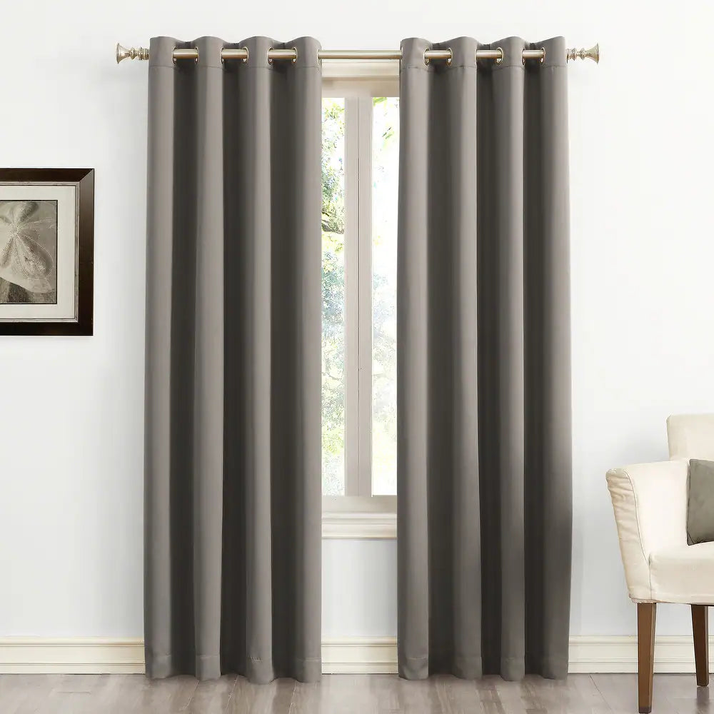 2 PCs Blackout Room Curtains-Grey Curtains Apricot