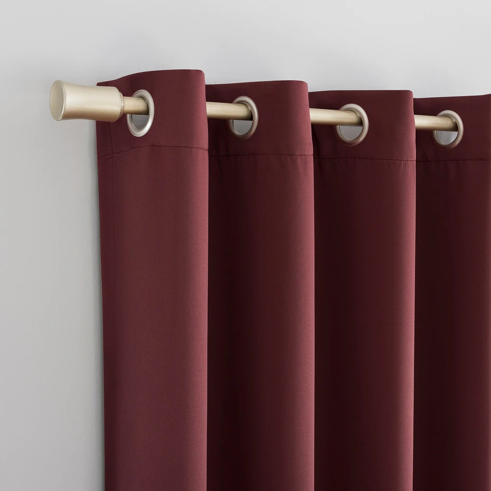 2 PCs Blackout Room Curtains-Plum Curtains Apricot