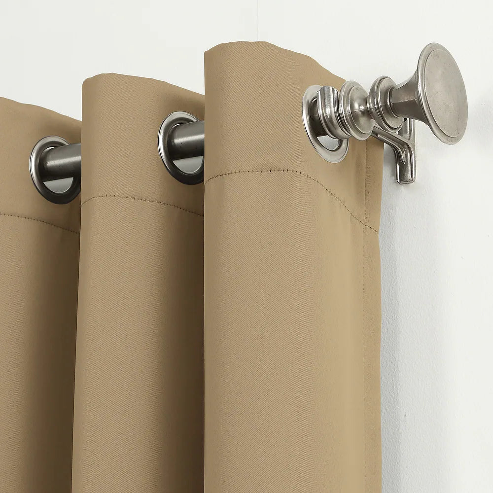 2 PCs Blackout Room Curtains-Beige Curtains Apricot