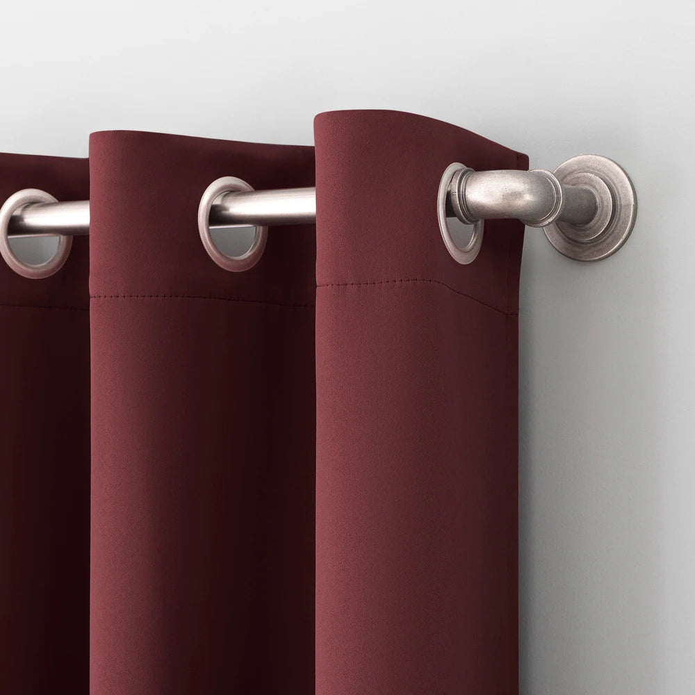 2 PCs Blackout Room Curtains-Plum Curtains Apricot