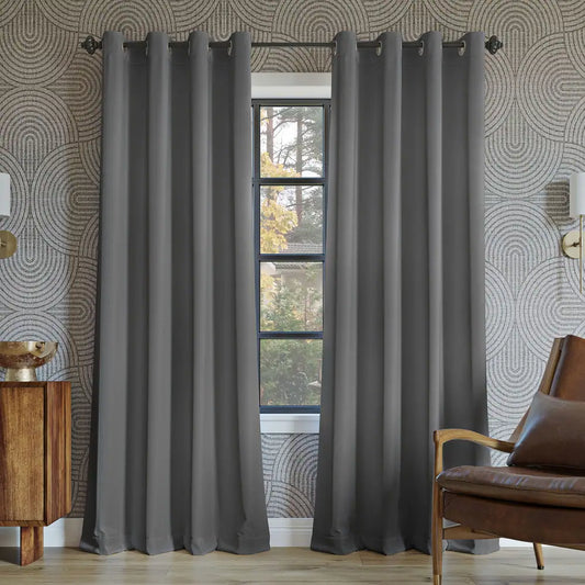 2 PCs Blackout Room Curtains-Grey Curtains Apricot