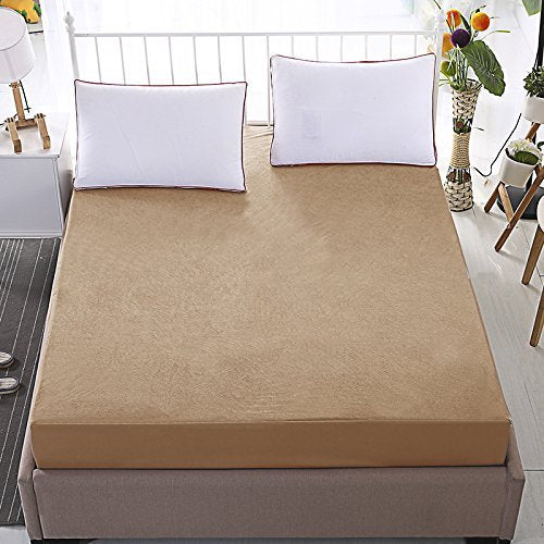 Terry Waterproof Mattress Protector-Beige  Apricot   