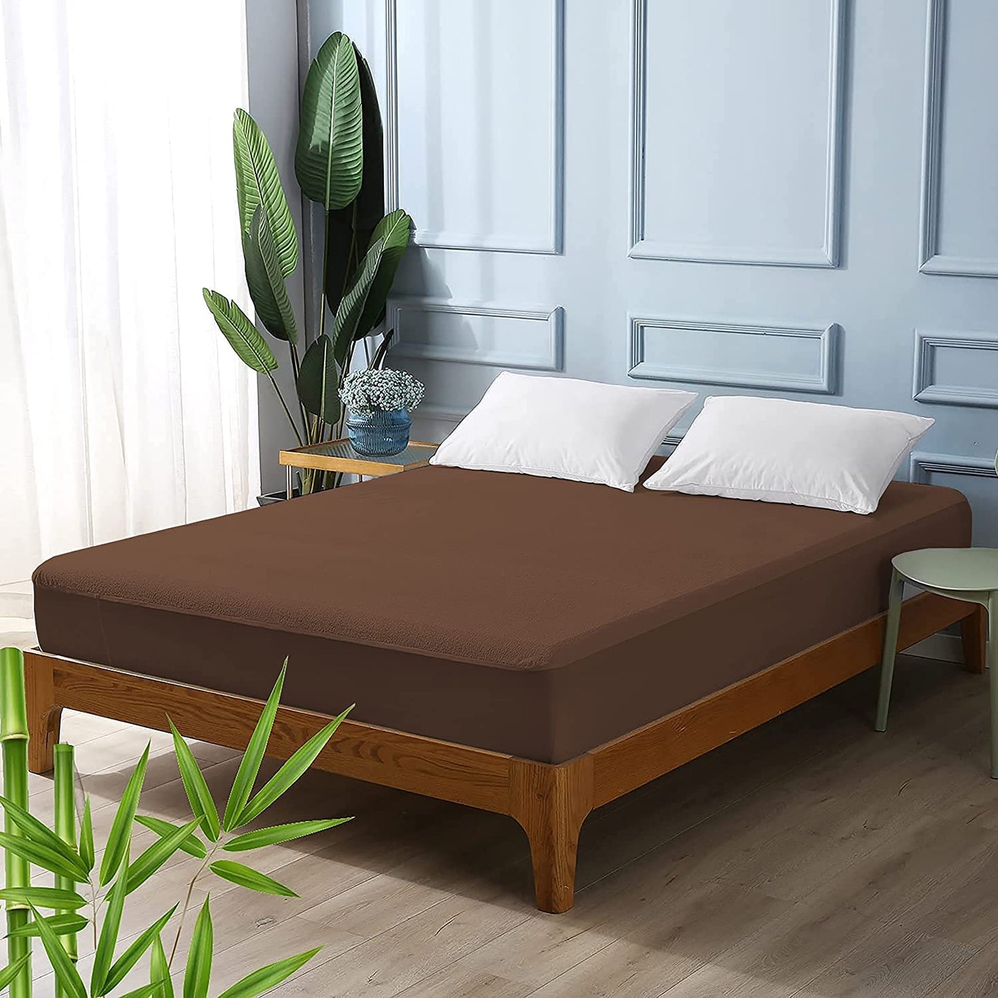 Terry Waterproof Mattress Protector-Brown Apricot