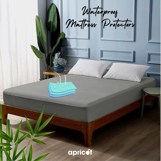 Terry Waterproof Mattress Protector- Grey Terry Waterproof Mattress Protector Apricot