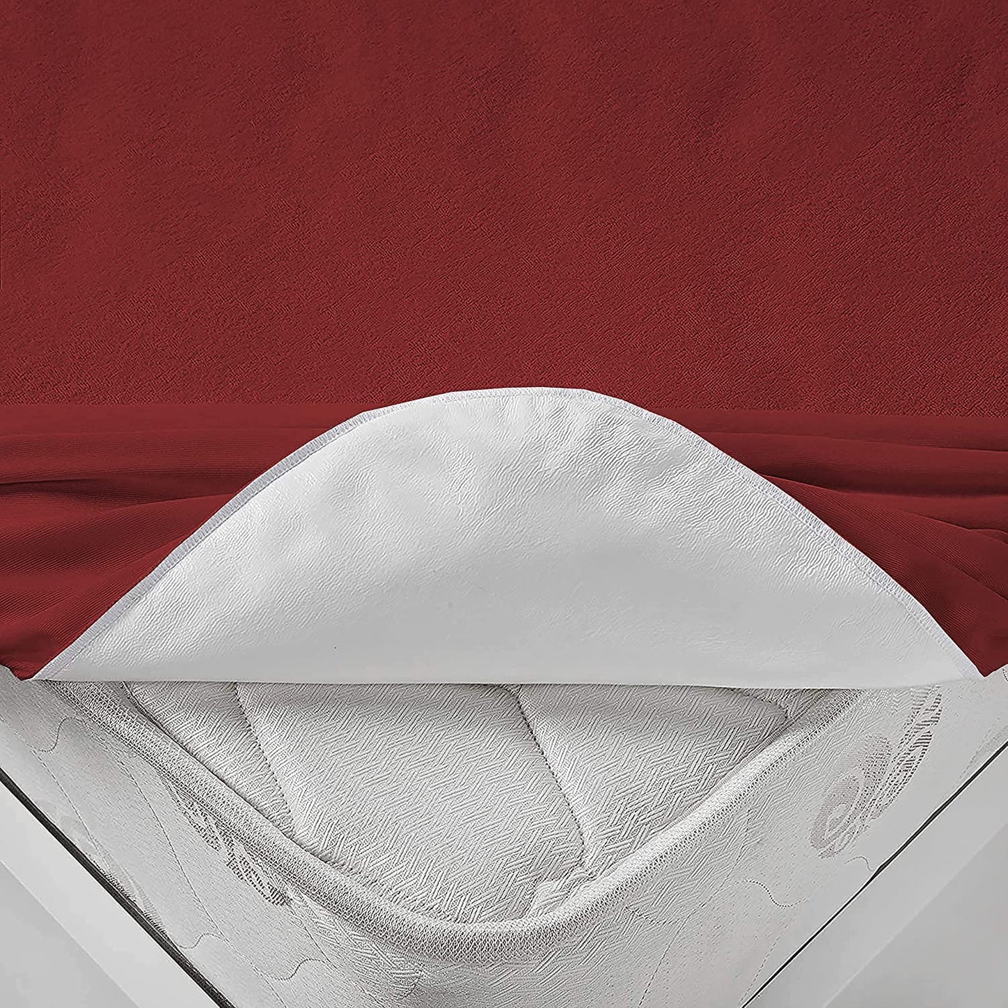 Terry Waterproof Mattress Protector- Maroon Apricot