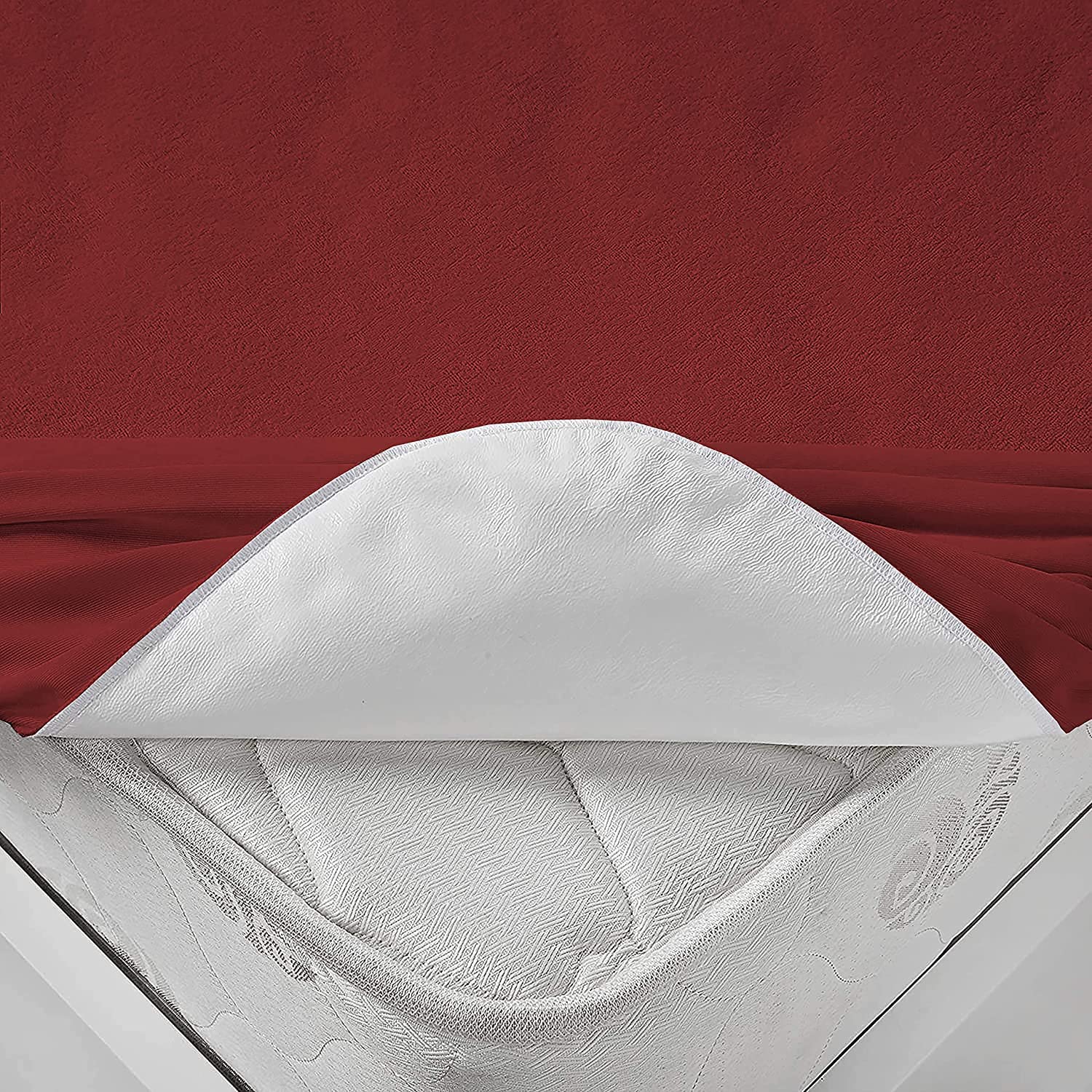 Terry Waterproof Mattress Protector- Maroon  Apricot   