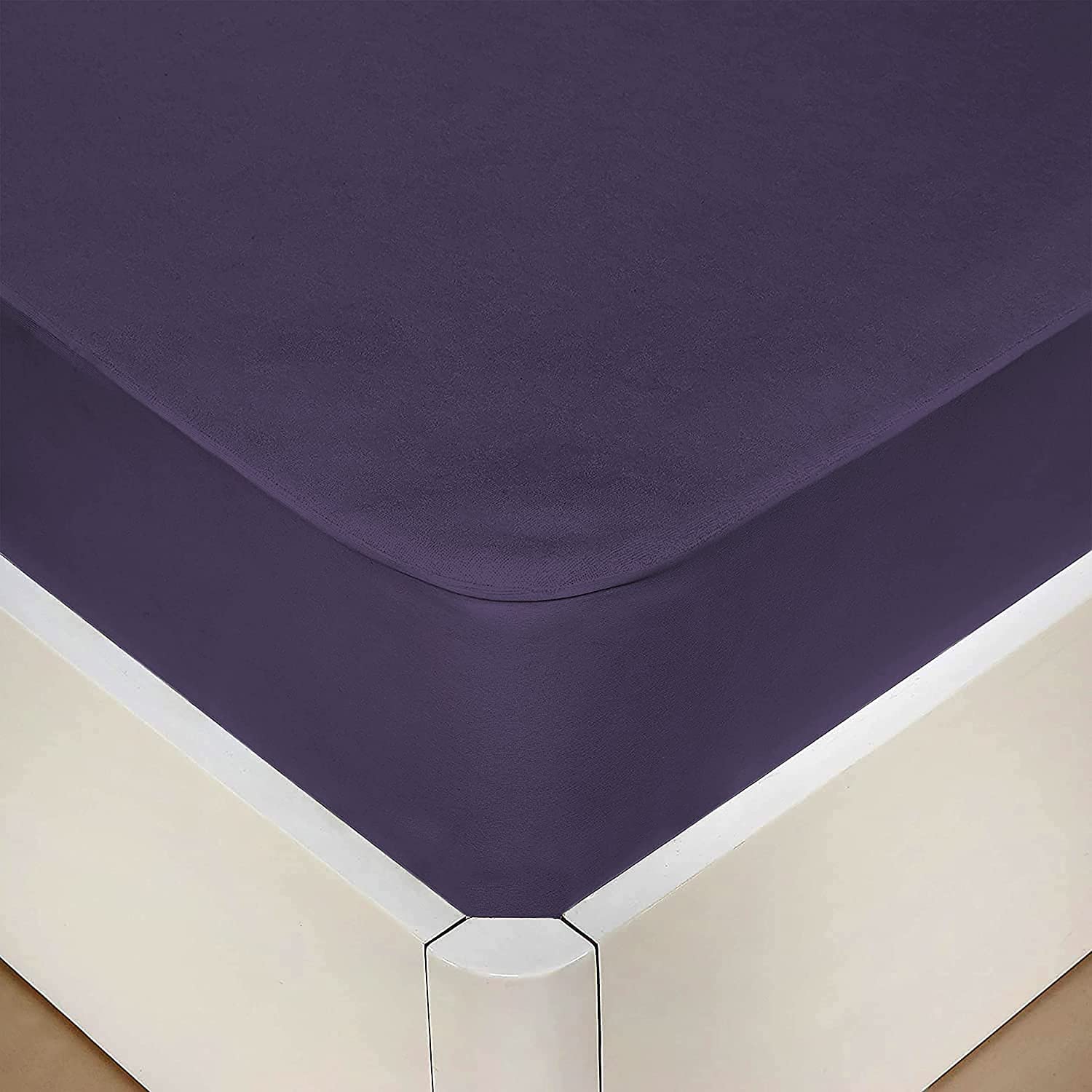 Terry Waterproof Mattress Protector- Navy Blue  Apricot   