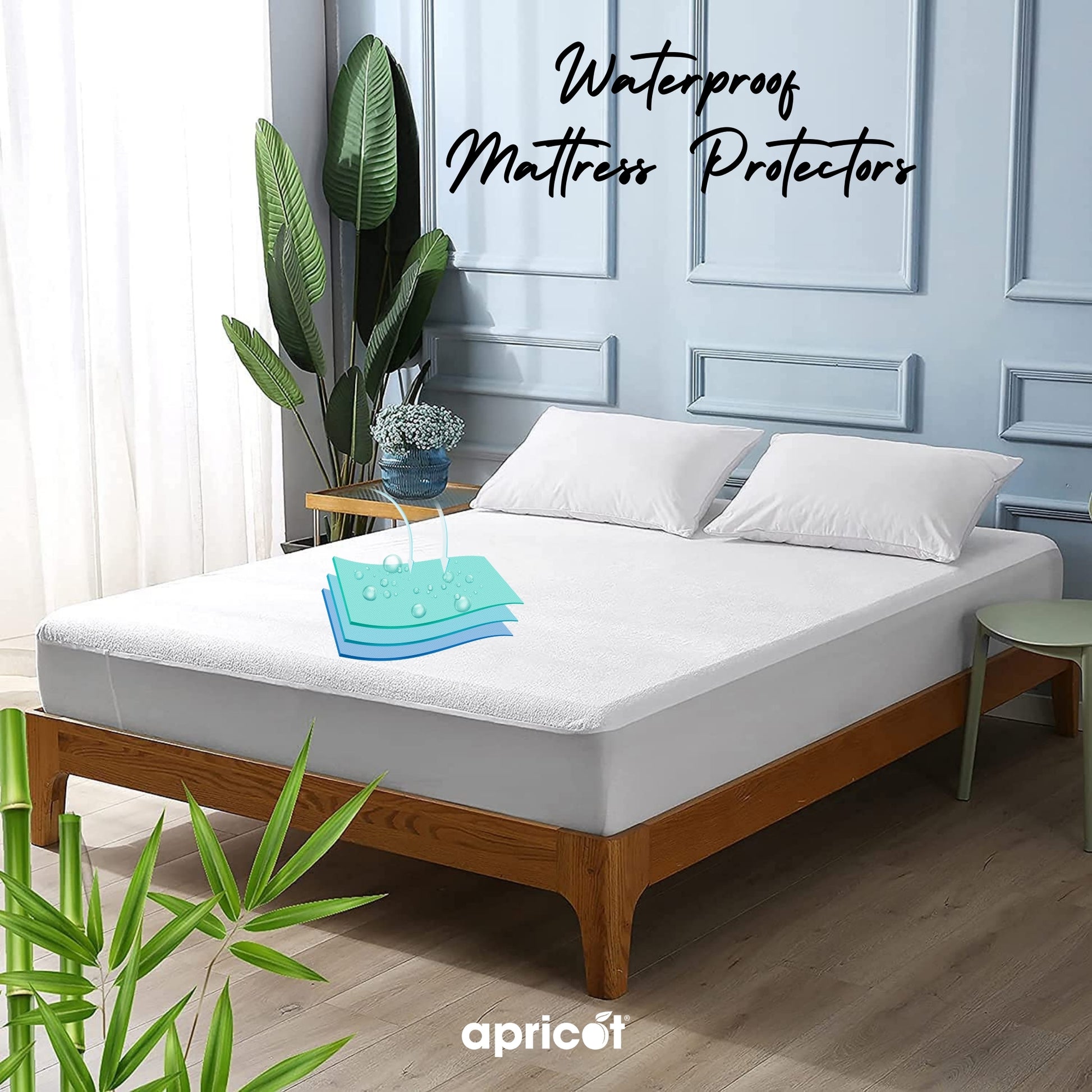 Terry Waterproof Mattress Protector- White Apricot