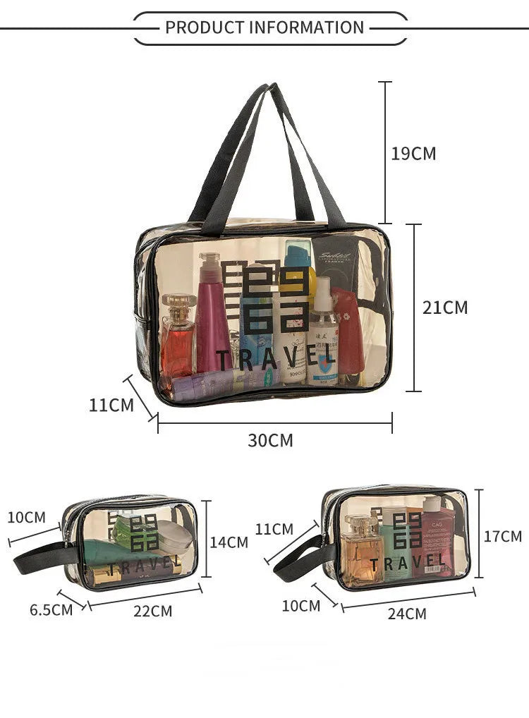 Transparent PVC Portable Travel Cosmetic Bag5445-Large Cosmetic Organizer Apricot   