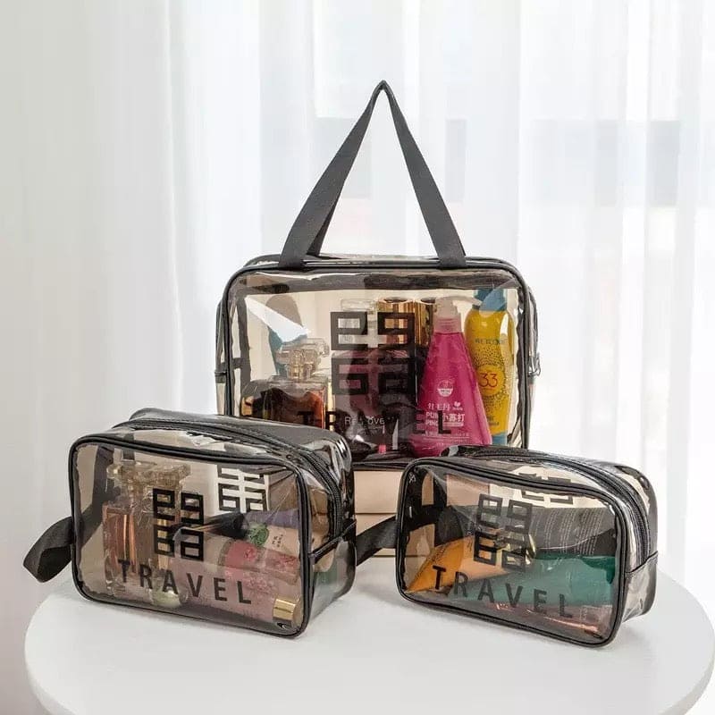 Transparent PVC Portable Travel Cosmetic Bag5445-Large Cosmetic Organizer Apricot   