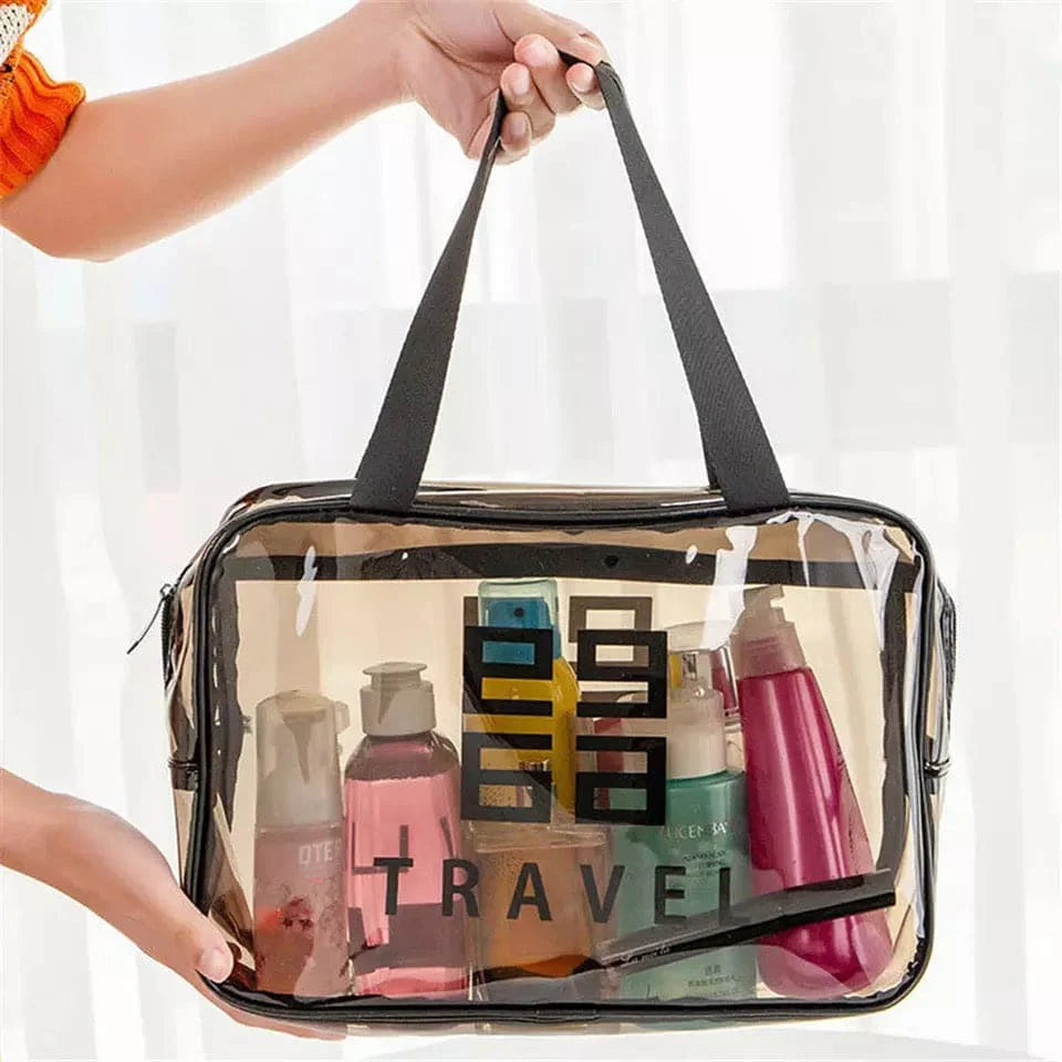 Transparent PVC Portable Travel Cosmetic Bag5445-Large Cosmetic Organizer Apricot   