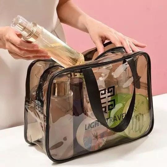 Transparent PVC Portable Travel Cosmetic Bag5445-Large Cosmetic Organizer Apricot   