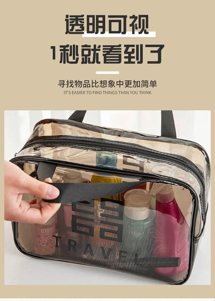 Transparent PVC Portable Travel Cosmetic Bag5445-Large Cosmetic Organizer Apricot   