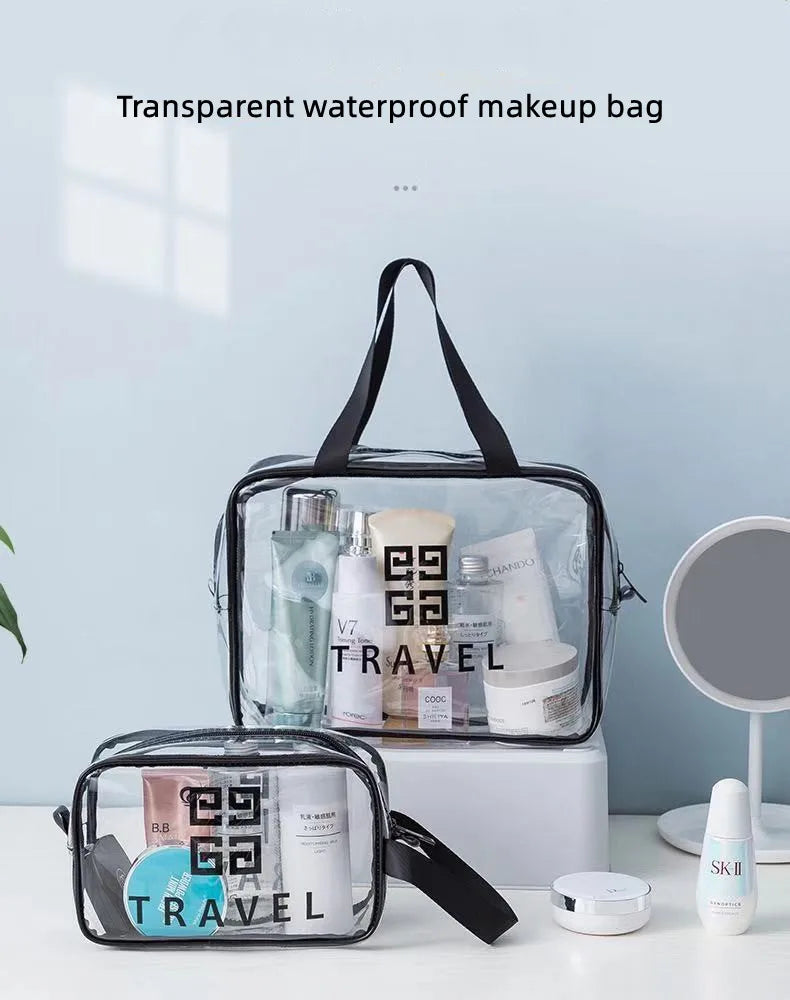 Transparent PVC Portable Travel Cosmetic Bag5445-Large Cosmetic Organizer Apricot   