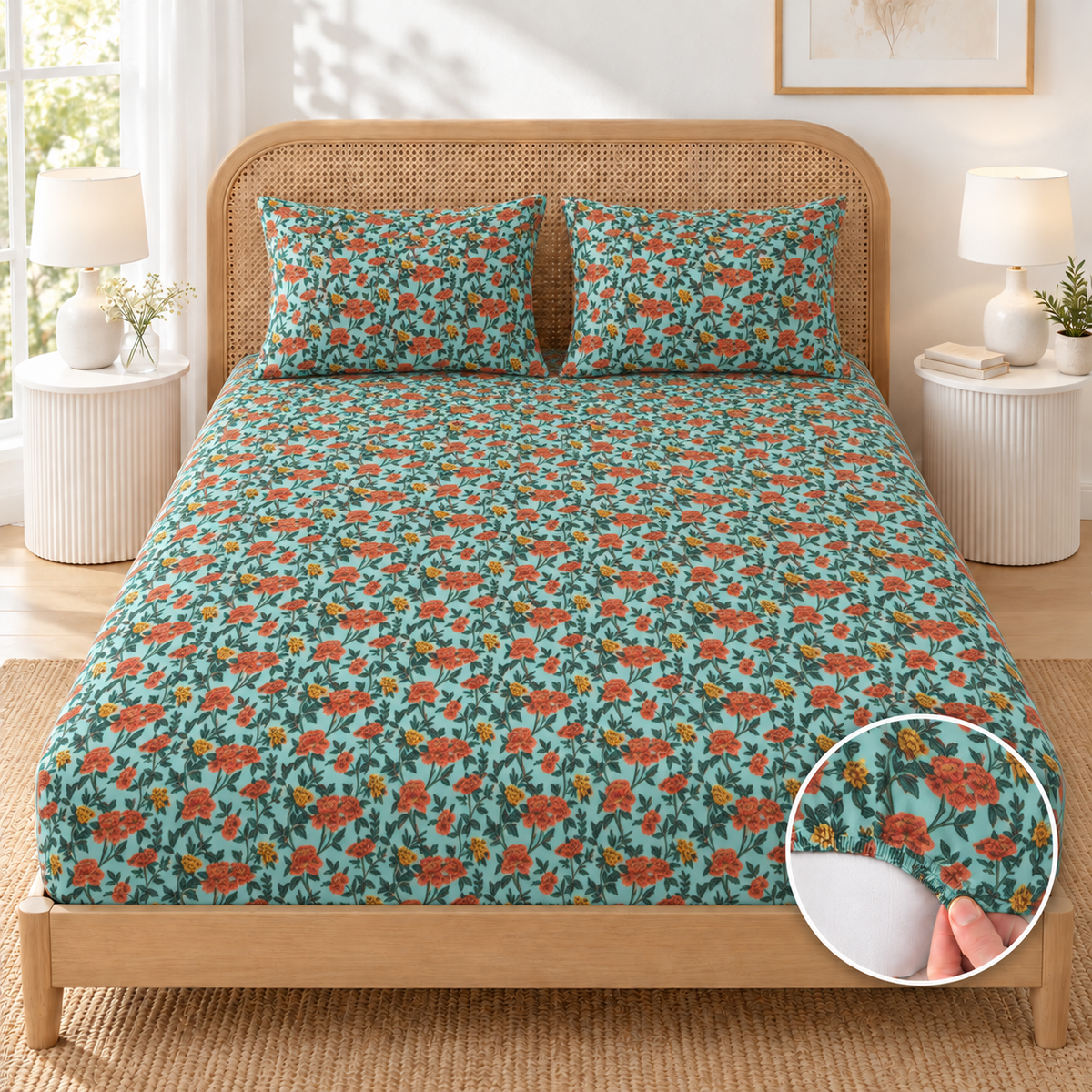 Percale Fitted Bed Sheet- Coral Cove Fitted Sheets Apricot