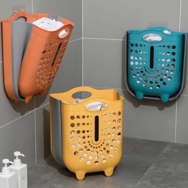 Collapsible Laundry Basket Apricot Sea Green