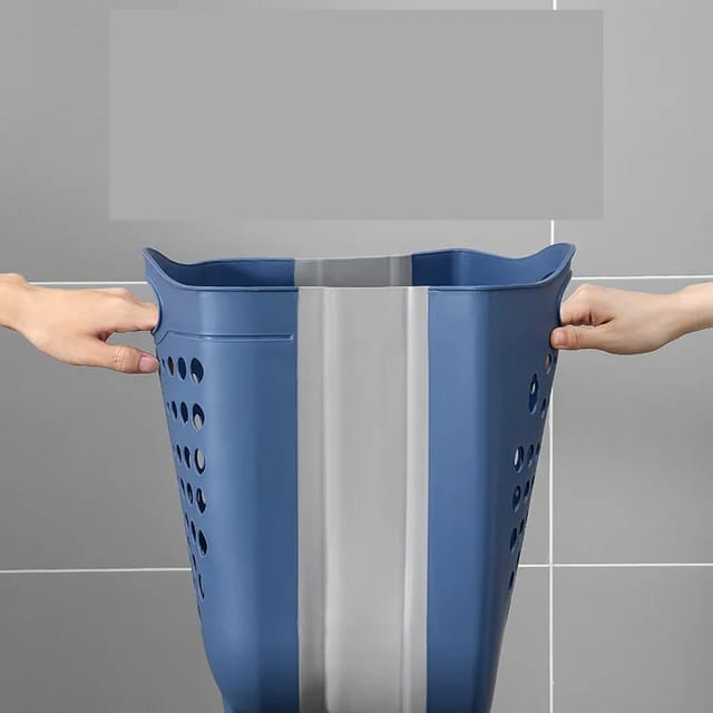 Collapsible Laundry Basket Apricot Blue