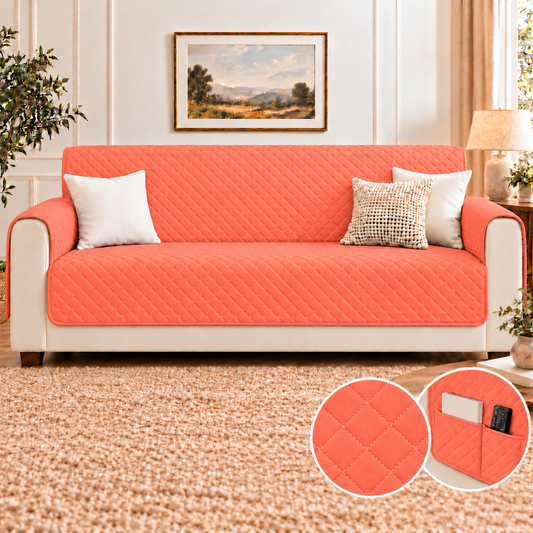 Sofa Cover-Peach Sofa Cover Apricot