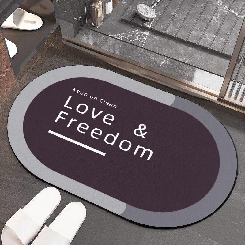 Water Absorbent Anti slip Bath mat-(SA2553-15)5888 LOVE AND FREEDOM Bath Mats Apricot   