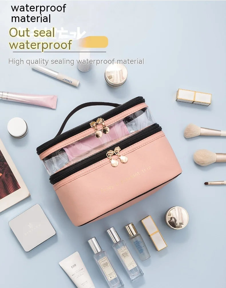 Waterproof Pvc Cosmetic Travel Portable Bag-Pink Cosmetic Organizer Apricot   