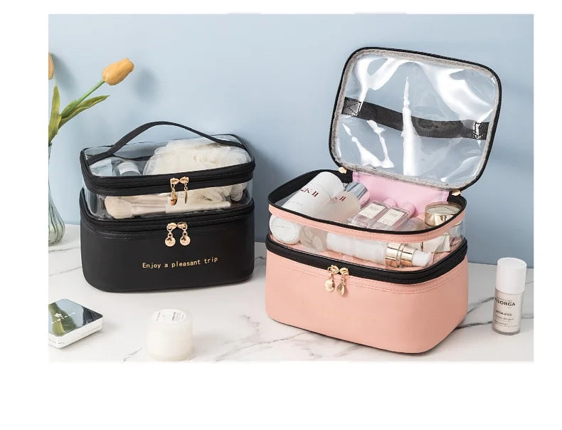 Waterproof Pvc Cosmetic Travel Portable Bag-Pink Cosmetic Organizer Apricot   