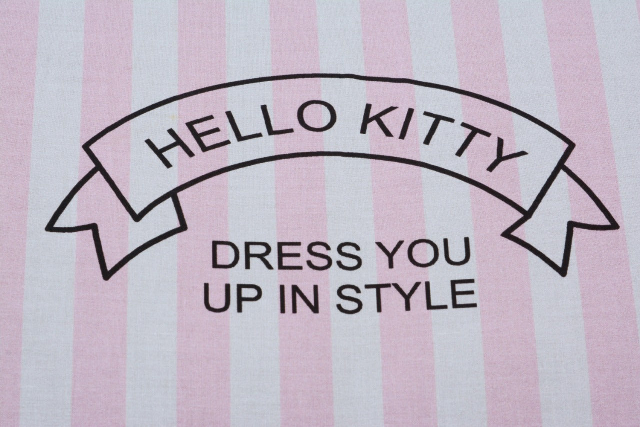 2Pcs Digital Printed Single Bed Sheet- Hellow Kitty single bed sheet Apricot