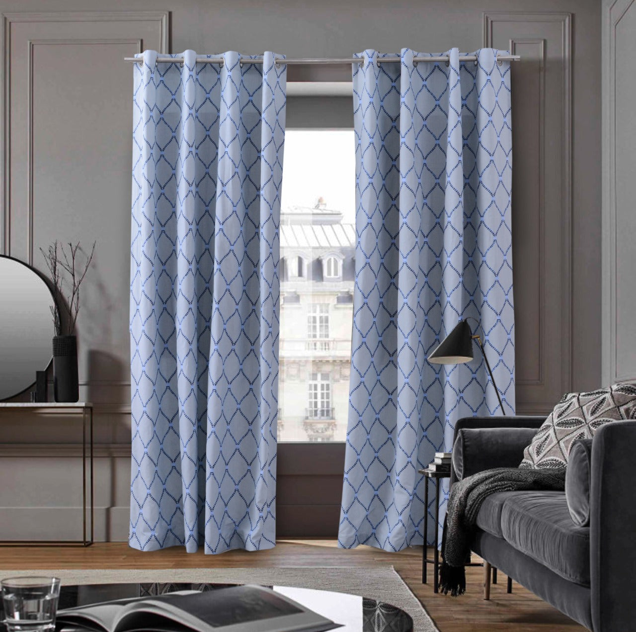 2 PCs Duck Curtains Panel- Grey Motives Curtains Apricot
