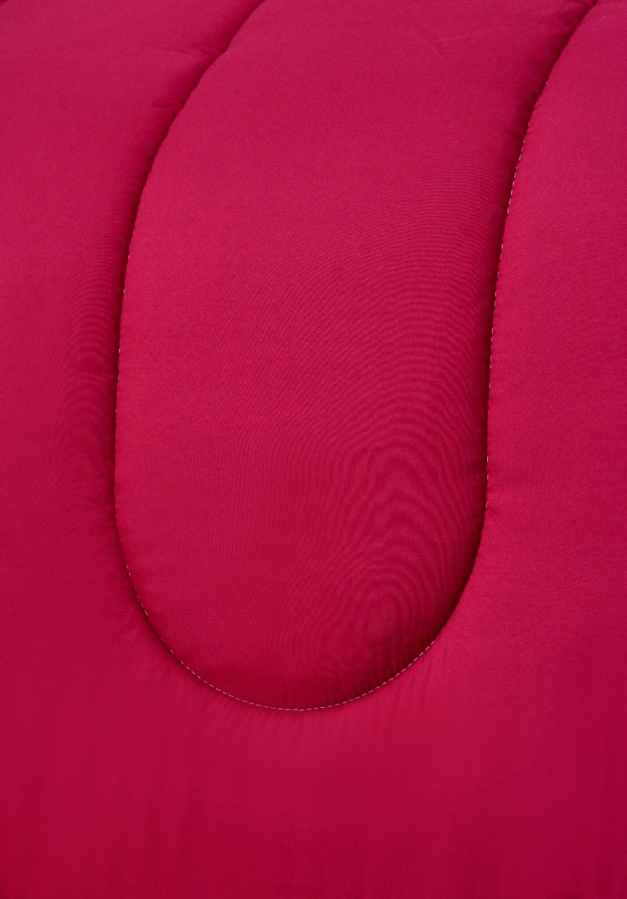 1 PC Double Winter Comforter-Maroon Over Grey Comforters Apricot
