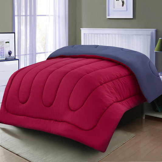 1 PC Double Winter Comforter-Maroon Over Grey Comforters Apricot