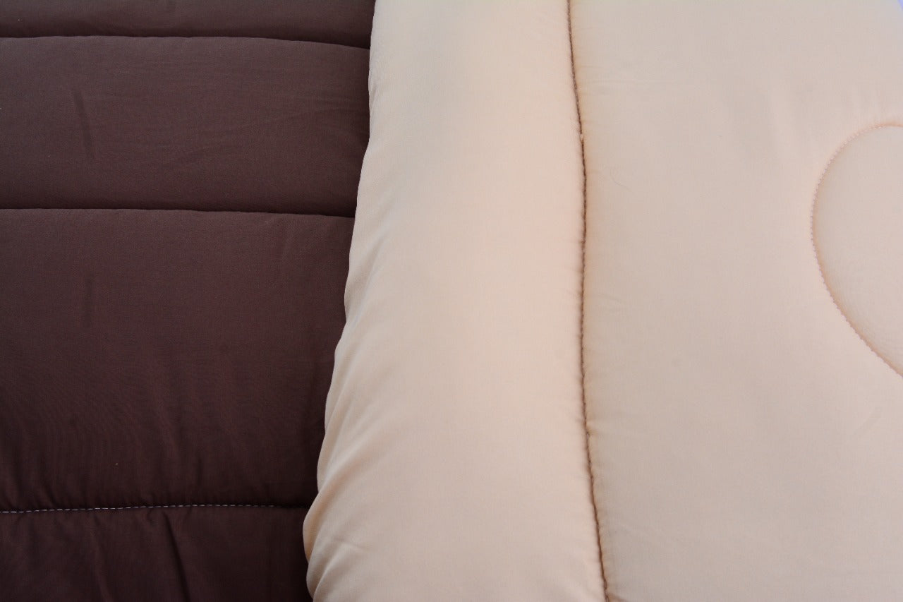 1 PC Double Winter Comforter-Beige over Brown Comforters Apricot   